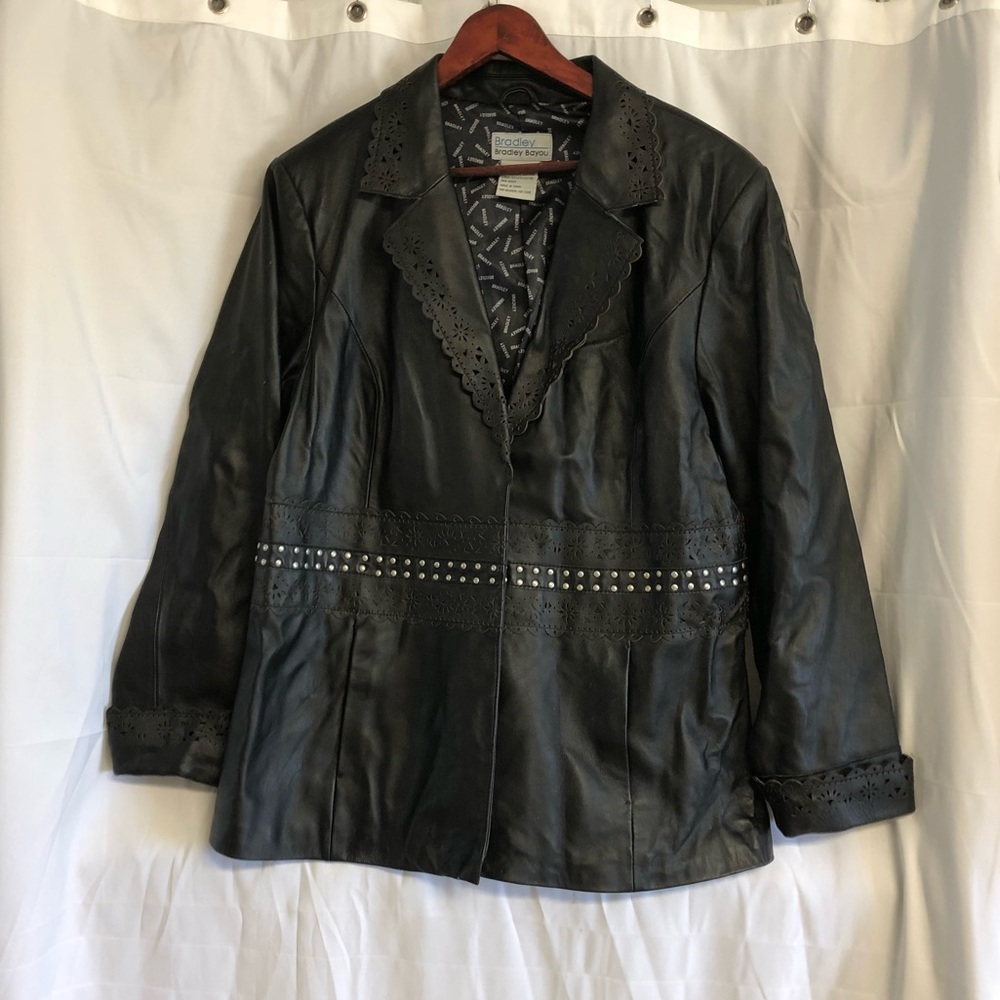 Black Bradley Bayou leather coat.